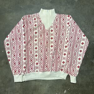 Vintagw 80s LL Bean White/Red Nordic Pattern Sweatshirt